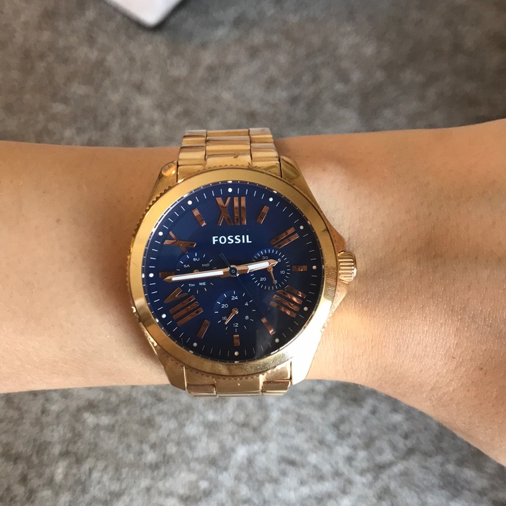 Fossil watch Rose Gold & Navy blue